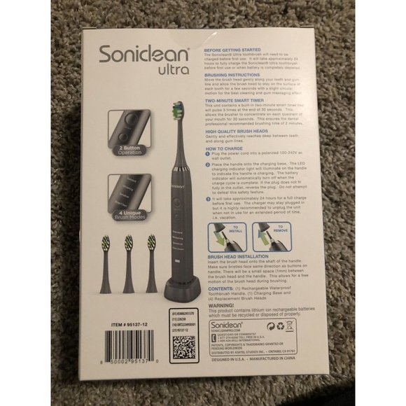 Soniclean Ultra Smile with Confidence Electric Toothbrush with 4 Brush Heads NEW - Picture 6 of 6